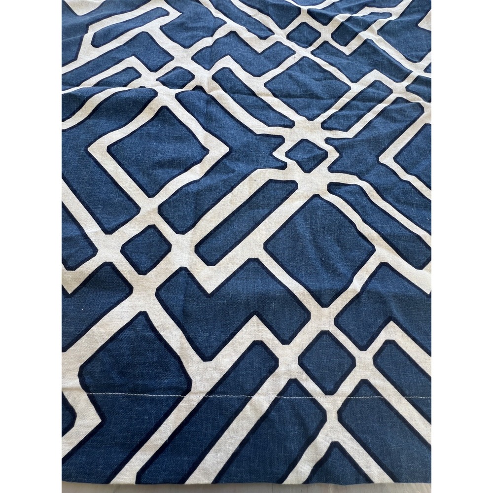 2 Pottery Barn Blue Geometric Linen Cotton Euro Pillow Shams - Picture 4 of 8